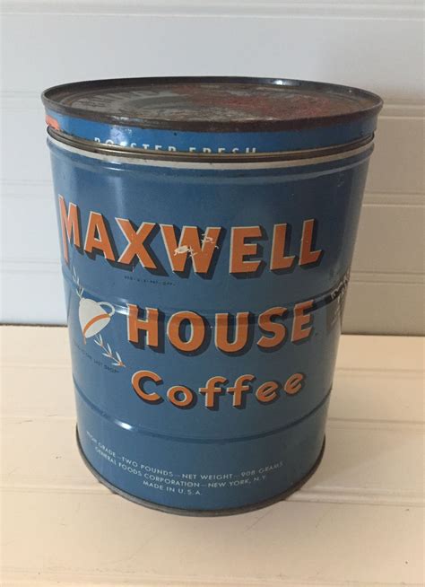 1800 antique metal maxwell house international cafe drink container|Vintage MAXWELL HOUSE COFFEE Tin Can Metal Can .